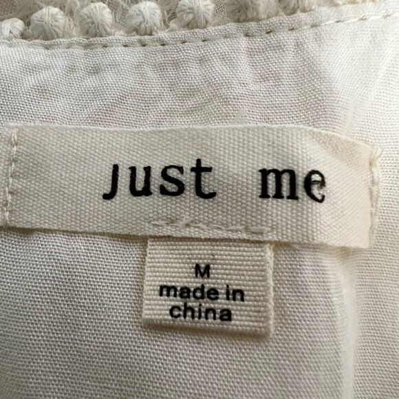 Just Me Women A Line Dress Cream Textured Lined Mini V Neck Cap Flutter Sleeve M - Picture 12 of 12